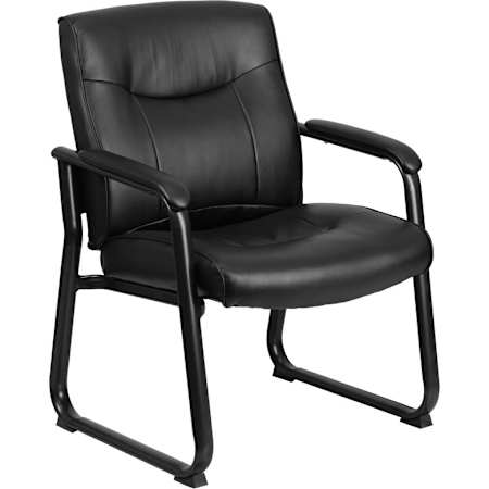 Flash Furniture 39-1/4 Inch LeatherSoft Mid Back Accent Chair with Extended Weight Limit Black