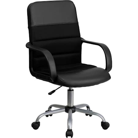 Flash Furniture LeatherSoft Mid Back Adjustable Desk Chair Black