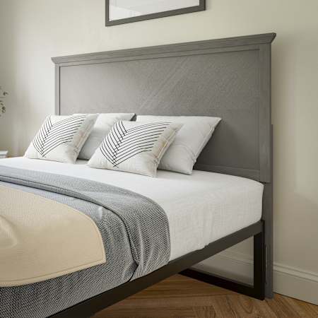 Flash Furniture Dion Queen Rubberwood Pattern Headboard Gray Wash