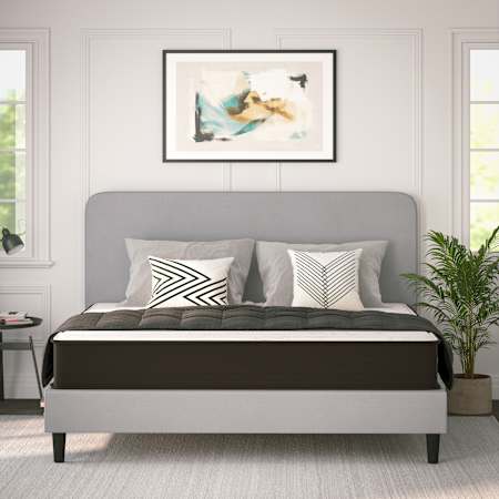 Flash Furniture Iolanthe 10" King Size High Density Foam and Pocket Spring Hybrid Mattress White / Gray