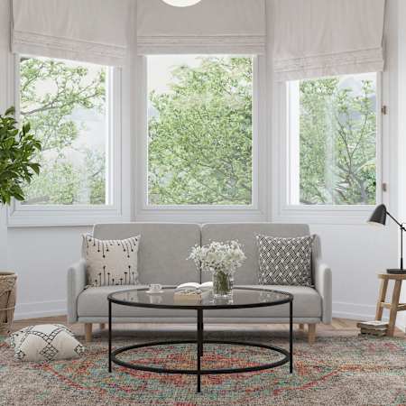 Flash Furniture Empedocles 72" Wide Wood Framed Fabric Futon Gray