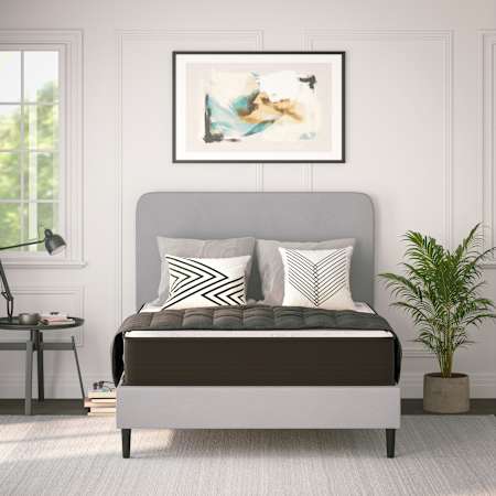 Flash Furniture Iolanthe 10" Full Size High Density Foam and Pocket Spring Hybrid Mattress White / Gray