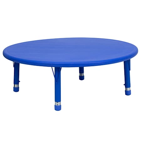Flash Furniture 45 Inch Round Plastic Framed Adjustable Activity Table Blue