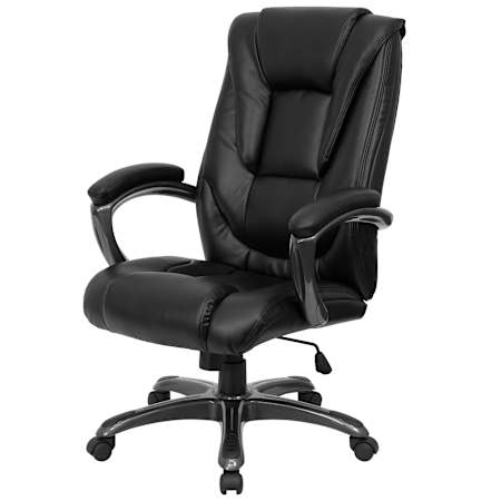 Flash Furniture 27.25 Inch Wide LeatherSoft Blend Executive Swivel Chair with Arms Black