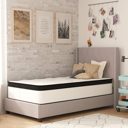 Flash Furniture Carmelina 12" Twin Size Pocket Spring and Foam Hybrid Mattress White