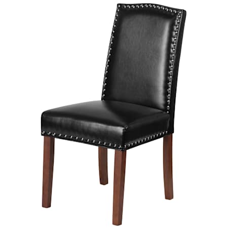Flash Furniture Contemporary LeatherSoft Faux Leather 20" Wide Parsons Dining Chair with Nailhead Trim Black