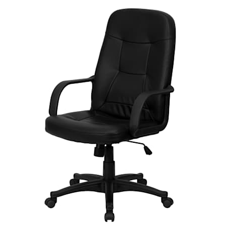 Flash Furniture 25 Inch Wide Vinyl Executive Swivel Chair with Arms Black