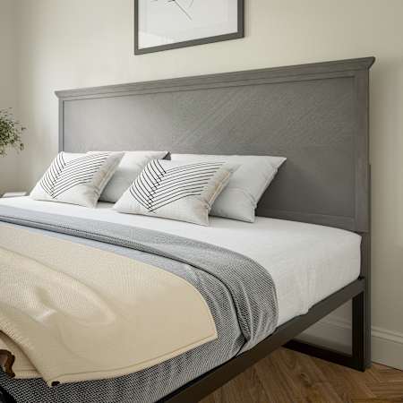Flash Furniture Dion King Rubberwood Pattern Headboard Gray Wash
