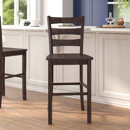 Flash Furniture Kyson 19" Wide Two Piece Hardwood Bar Stool Set Gray Wash Walnut