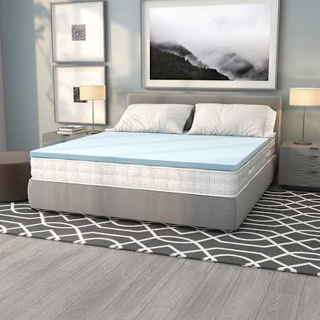 Flash Furniture Capri Comfortable Sleep 2" Cool Gel Memory Foam Mattress Topper - Queen Size Blue