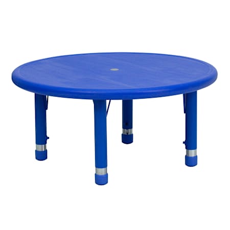Flash Furniture 33 Inch Round Plastic Framed Adjustable Activity Table Blue