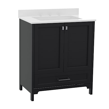 Flash Furniture 30" Free Standing Single Basin Vanity Set with Cabinet and Stone Vanity Top Black