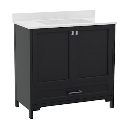Flash Furniture 36" Free Standing Single Basin Vanity Set with Cabinet and Stone Vanity Top Black