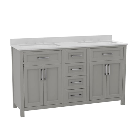 Flash Furniture 60" Free Standing Double Basin Vanity Set with Cabinet and Stone Vanity Top Gray
