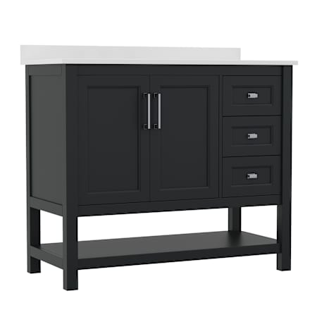 Flash Furniture 42" Free Standing Single Basin Vanity Set with Cabinet and Stone Vanity Top Black / Nickel