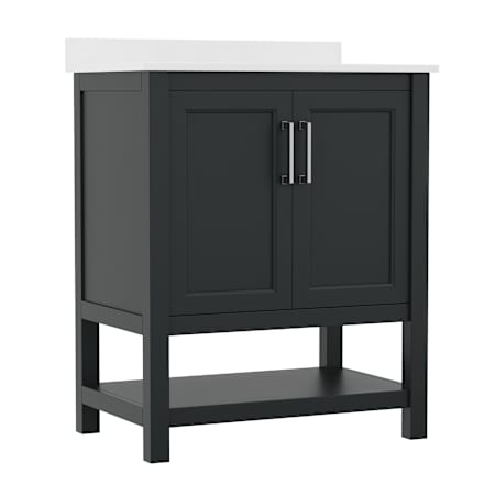 Flash Furniture 30" Free Standing Single Basin Vanity Set with Cabinet and Stone Vanity Top Black / Nickel