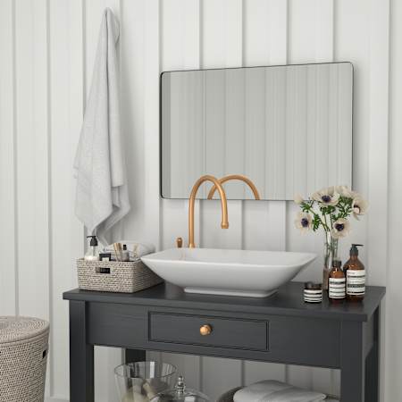 Flash Furniture 24" W x 24" H Rectangular Bathroom Mirror Powder Coat Black