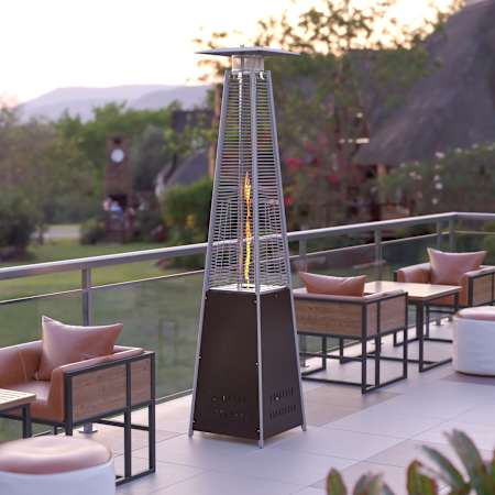 Flash Furniture Pyramid 23"W Outdoor Patio 42K BTU Propane Heater with Wheels Bronze