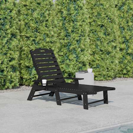 Flash Furniture Jean 35" Wide Polyethylene Chaise Chair Black