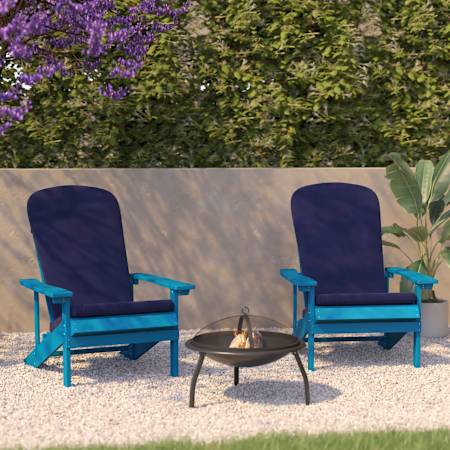 Flash Furniture Keyla 30" Wide Two Piece Polystyrene and Poly Resin Adirondack Chair Set Blue / Blue