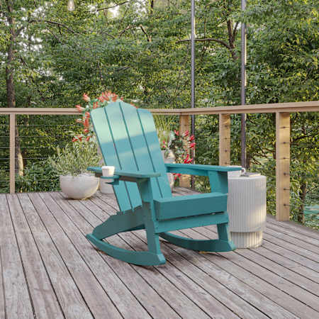 Flash Furniture Jean 30" Wide Polyethylene Rocking Chair Blue