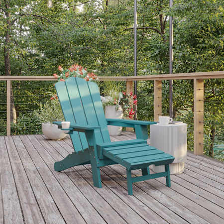 Flash Furniture Jean 34" Wide Polyethylene Adirondack Chair Blue