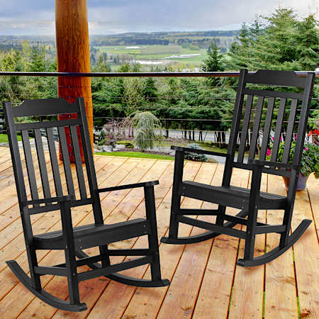 Flash Furniture 26" Wide Two Piece Polystyrene Rocking Chair Set Black