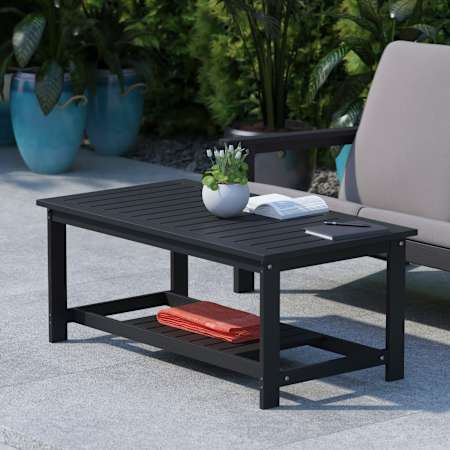 Flash Furniture Keyla 45" Wide Resin Top Polystyrene Coffee Table Black