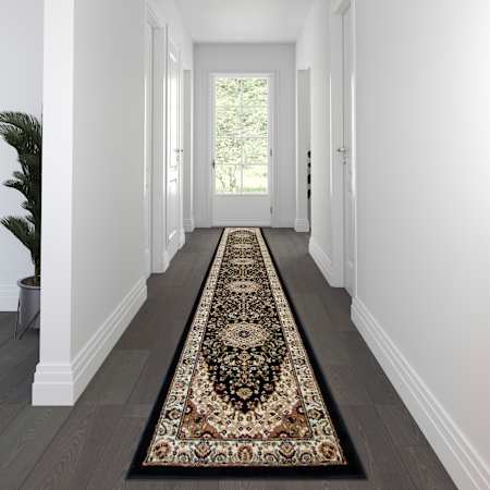 Flash Furniture Randie 2-1/2' x 15' Polypropylene Bohemian Indoor Runner Black