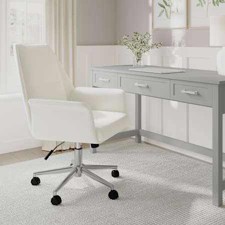 Flash Furniture Martha Stewart 29" Wide Metal Framed Faux Leather Office Chair White