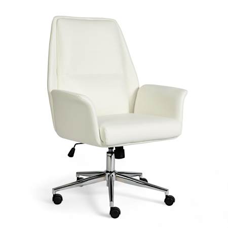 Flash Furniture Maxine 29" Wide Faux Leather, Foam, and Metal High Rise Back Office Chair White