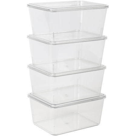 Flash Furniture Brody 3-1/4" Tall Office Organizer with Lids Clear