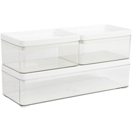 Flash Furniture Grady 2-1/2" Tall Office Organizer with Lids Clear / White