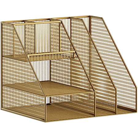 Flash Furniture Ryder 10" Tall Office Organizer with Tiered Shelves Gold