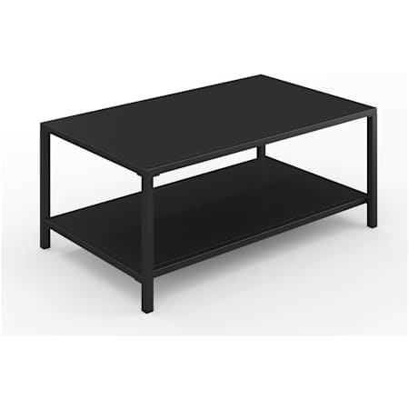 Flash Furniture Lily Pond 43" Wide Metal Top Steel Coffee Table Black