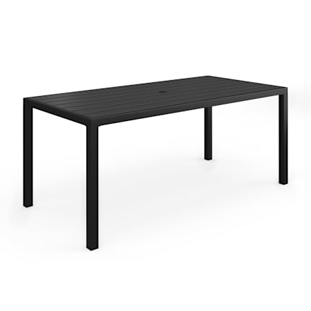 Flash Furniture Lily Pond 72" Indoor-Outdoor Patio Table with Slatted Top and Steel Frame Black
