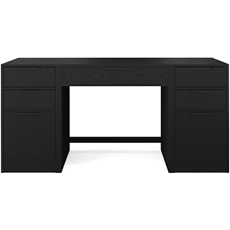 Flash Furniture Kayden 63" Engineered Wood and Steel 4 Drawer Modular Office Desk with Center Pullout Drawer Black