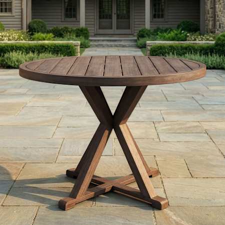 Flash Furniture Martha Stewart Bedford 36" Round Indoor-Outdoor Patio Table Brown