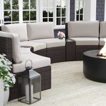 Flash Furniture Bedford 3 Piece Polyethylene Wicker and Rattan Framed Sectional Outdoor Lounge Set Brown