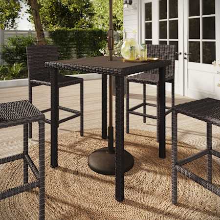Flash Furniture Martha Stewart Bedford 37" Square Indoor-Outdoor Patio Bar Height Table Brown