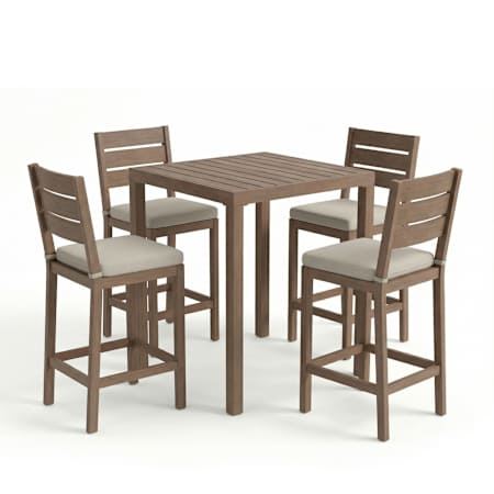 Flash Furniture Bedford 5 Piece Aluminum, Foam, and Synthetic Framed Plastic Outdoor Dining Set with 35-1/2" Square Patio Table Brown / Cream