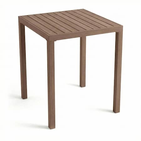 Flash Furniture Bedford 36" Square Indoor-Outdoor Patio Bar Height Table with Brushed Woodgrain Aluminum Finish Brown