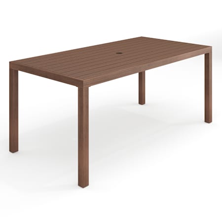 Flash Furniture Bedford 71" Indoor-Outdoor Patio Table with Brushed Woodgrain Aluminum Brown
