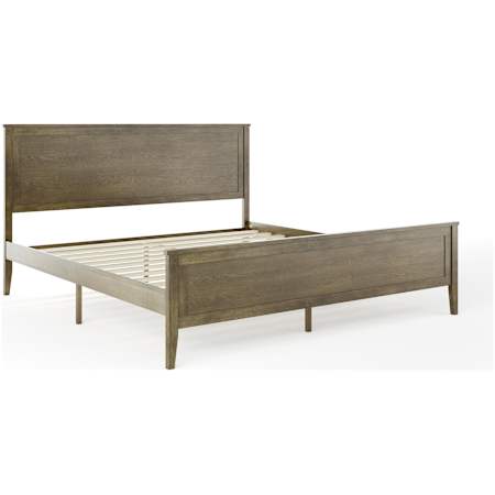 Flash Furniture Corbin King Poplar and Rubberwood Bed Frame with Wooden Support Slats Brown Gray