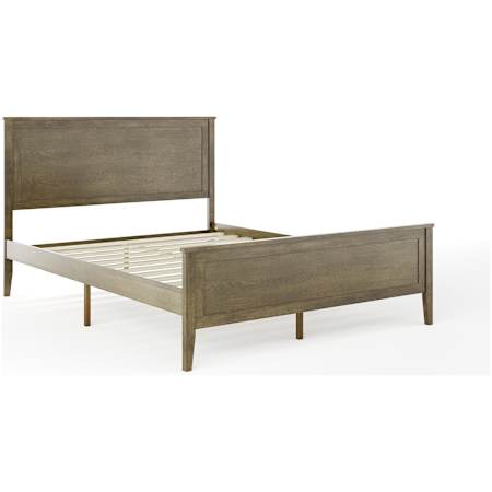 Flash Furniture Corbin Queen Poplar and Rubberwood Bed Frame with Inset Panel Design Brown Gray