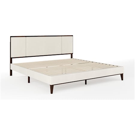 Flash Furniture Jett King Poplar and Rubberwood Bed Frame with Ample Underbed Clearance Beige / Dark Brown