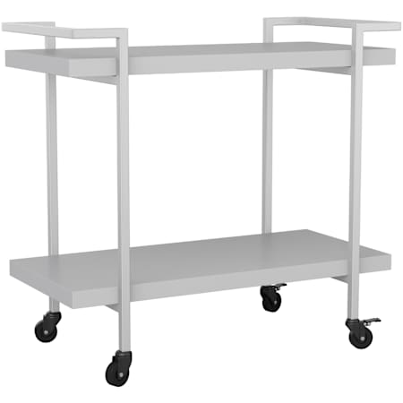 Flash Furniture Liam 32" Wide Laminate and Steel Utility Cart Gray / Brushed Nickel