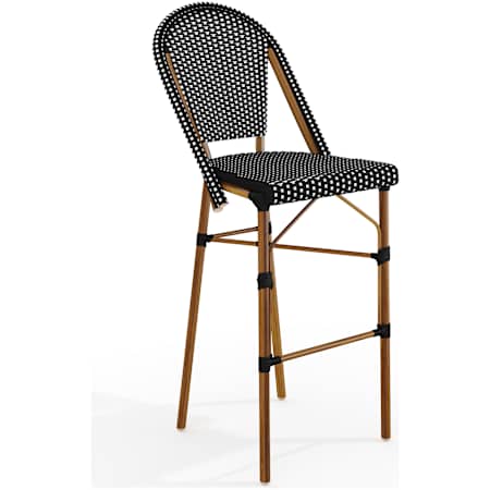 Flash Furniture Lily Pond 19" Aluminum and Rattan Bar Stool Black and White / Natural