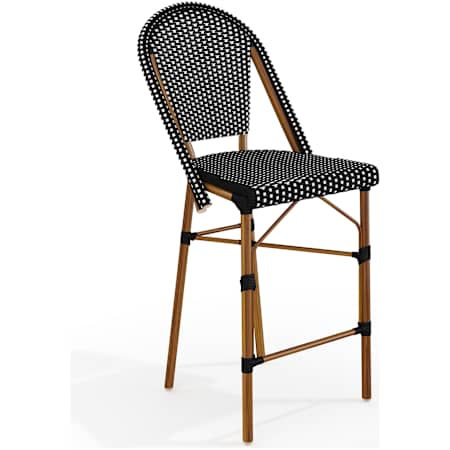 Flash Furniture Lily Pond 19" Aluminum and Rattan Bar Counter Stool Black and White / Natural