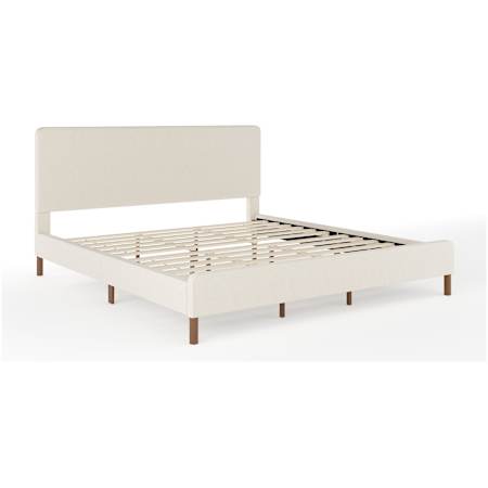 Flash Furniture Britta King Wooden Bed Frame with Rounded Headboard Beige / Walnut